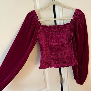Anthropologie velvet ruched top